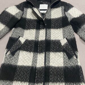 NVLT Black and White Plaid Coat